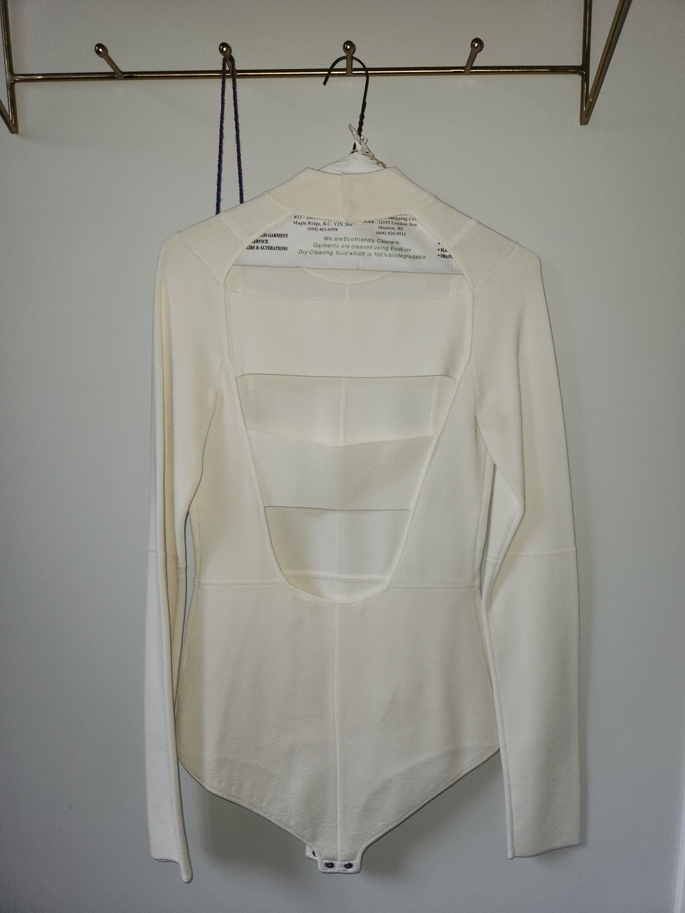 Helmut Lang Cream Long-Sleeve Mock Neck Bodysuit - Picture 2 of 5